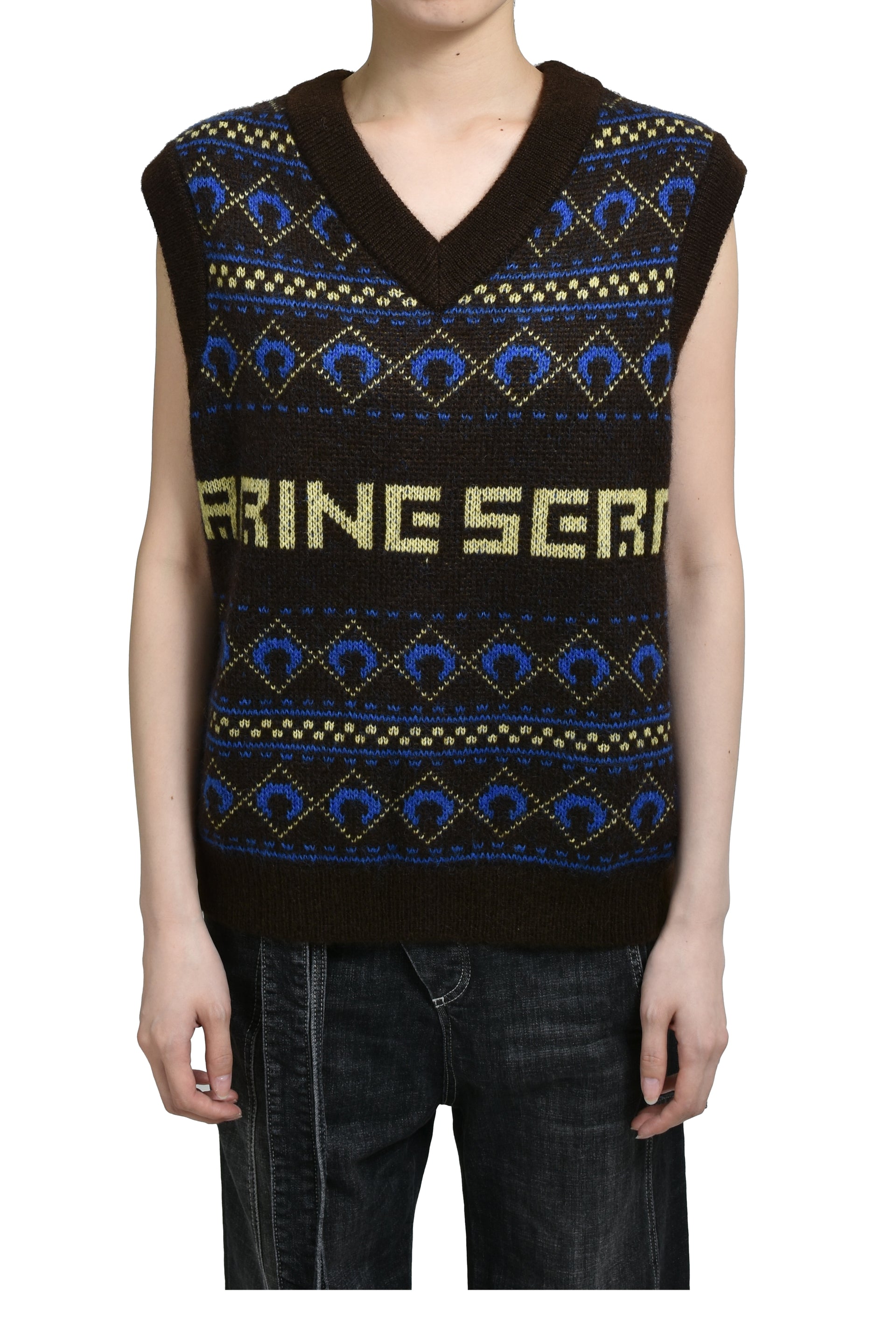 MARINE SERRE MARINE SERRE JACQUARD KNIT VEST / BRW