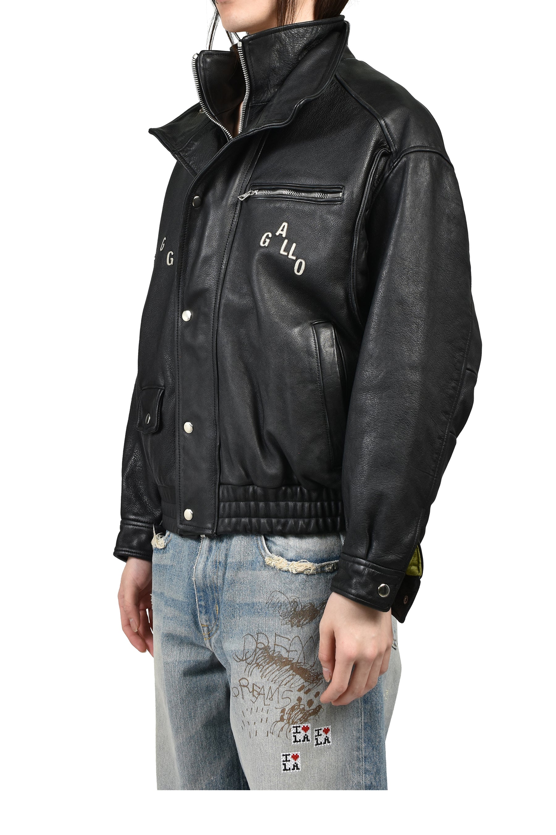 THE COMMISSION LEATHER BOMBER JACKET / BLK