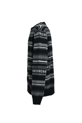 FAIR ISLE CREW NECK SWEATER / BLK MONO