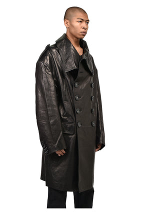 LEATHER TRENCH / BLK