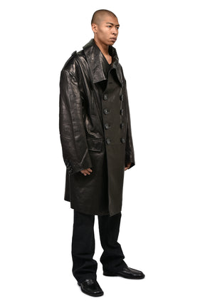 LEATHER TRENCH / BLK