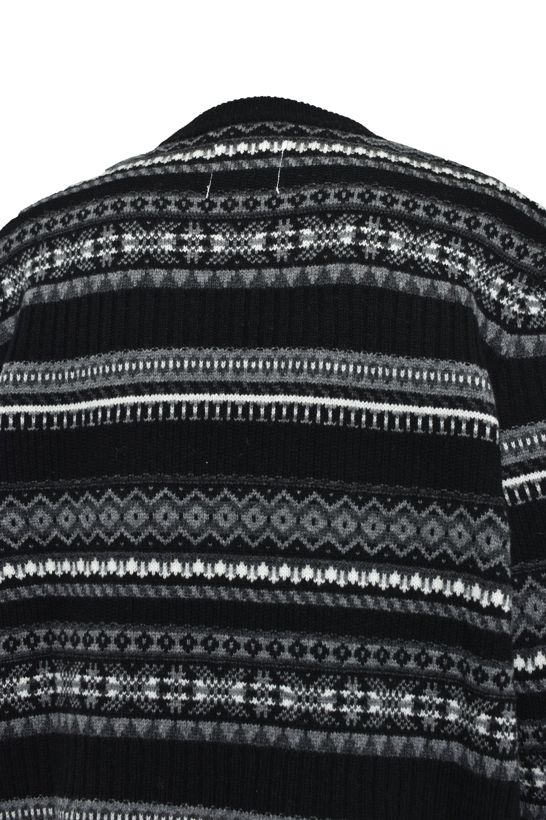 FAIR ISLE CREW NECK SWEATER / BLK MONO