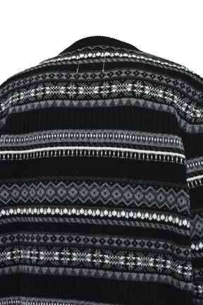 FAIR ISLE CREW NECK SWEATER / BLK MONO