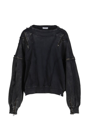 SPLIT SWEAT CREWNECK / BLK