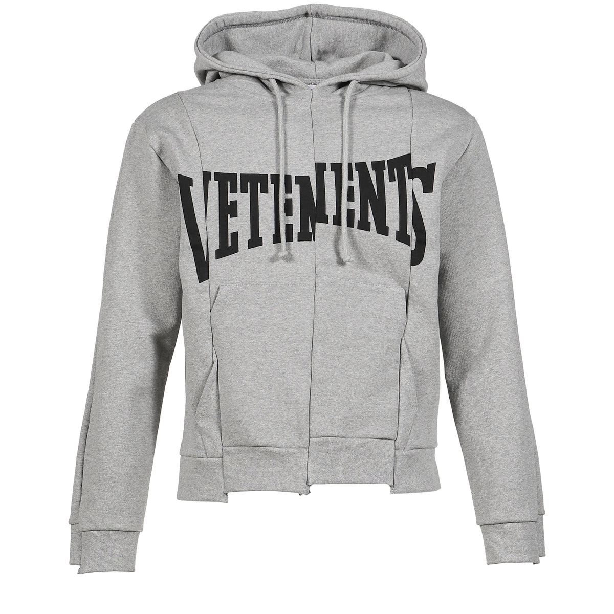 VETEMENTS ヴェトモン SS26 CUT-UP LOGO FITTED HOODIE / GRY MELANGE