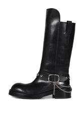 EDEED RIDING BOOTS WITH BELT AND CHAINS / BLK