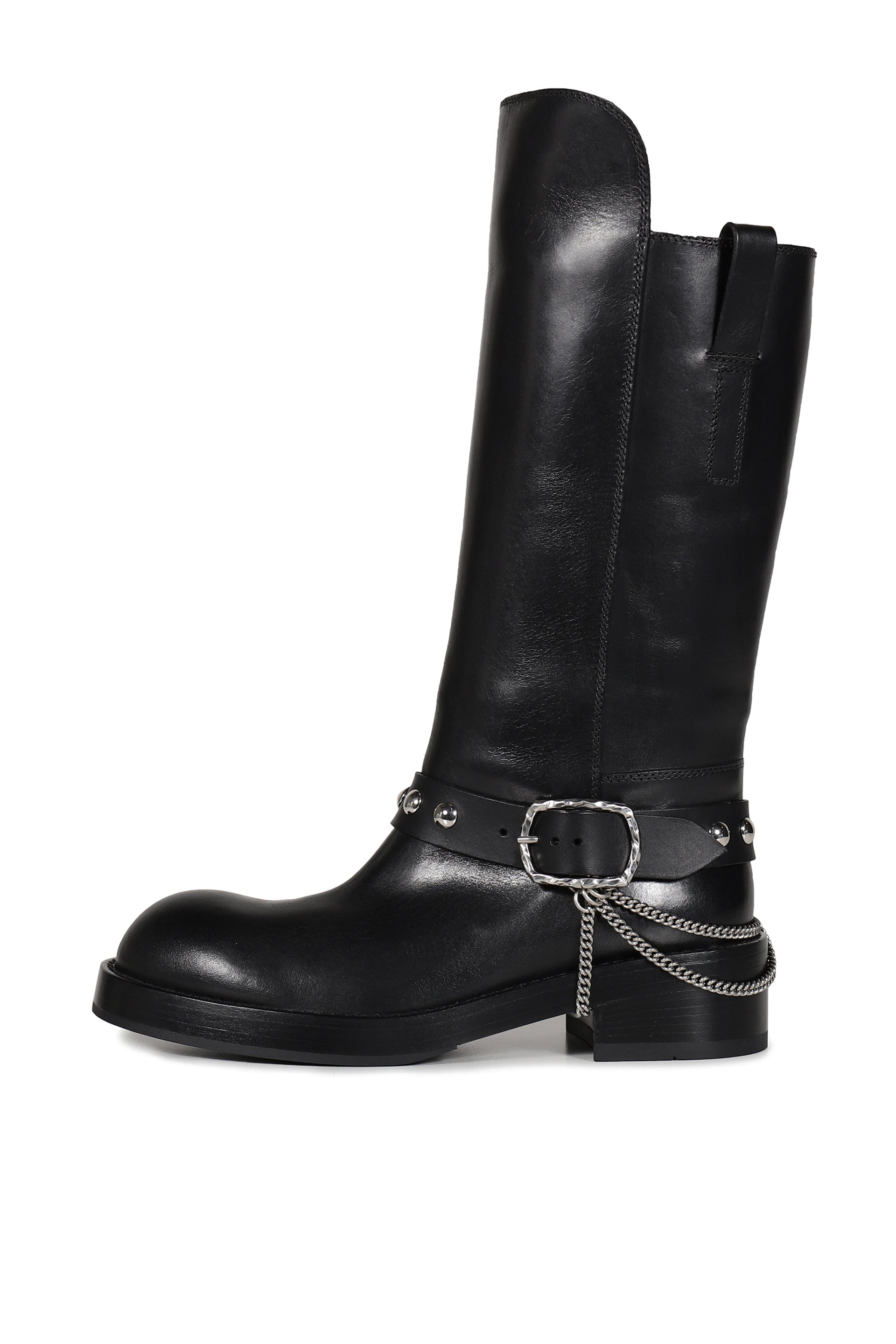 EDEED RIDING BOOTS WITH BELT AND CHAINS / BLK
