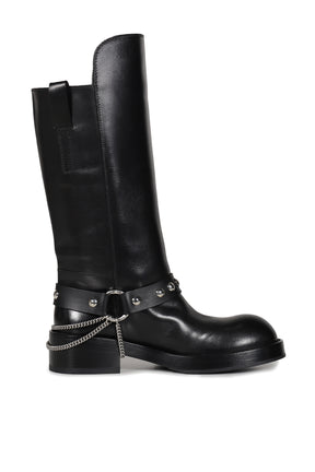 EDEED RIDING BOOTS WITH BELT AND CHAINS / BLK