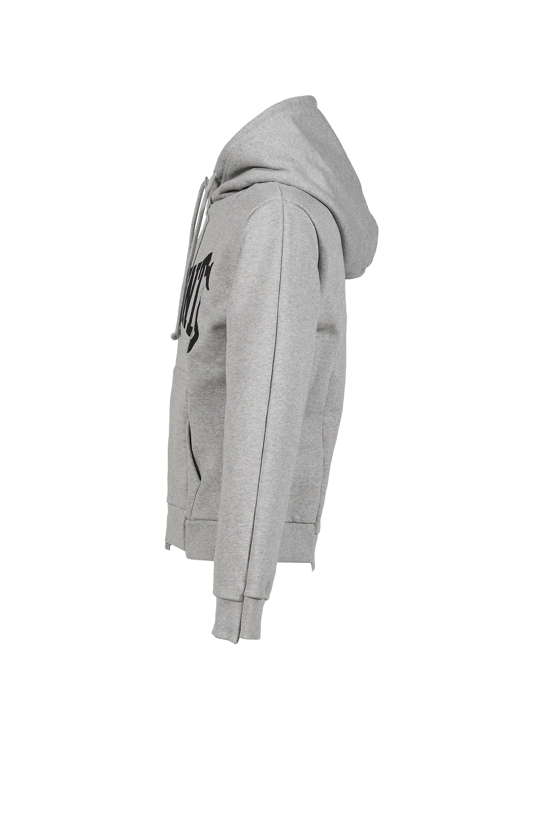 CUT-UP LOGO FITTED HOODIE / GRY MELANGE