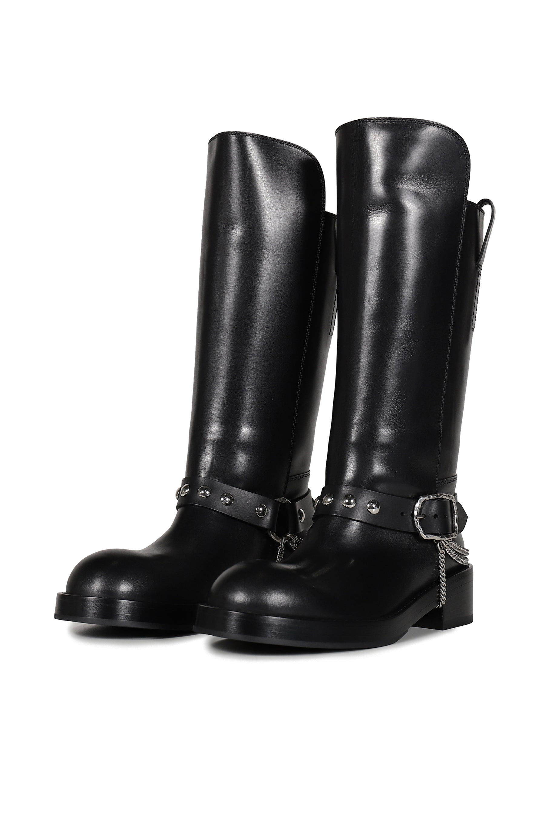 EDEED RIDING BOOTS WITH BELT AND CHAINS / BLK