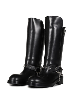 EDEED RIDING BOOTS WITH BELT AND CHAINS / BLK