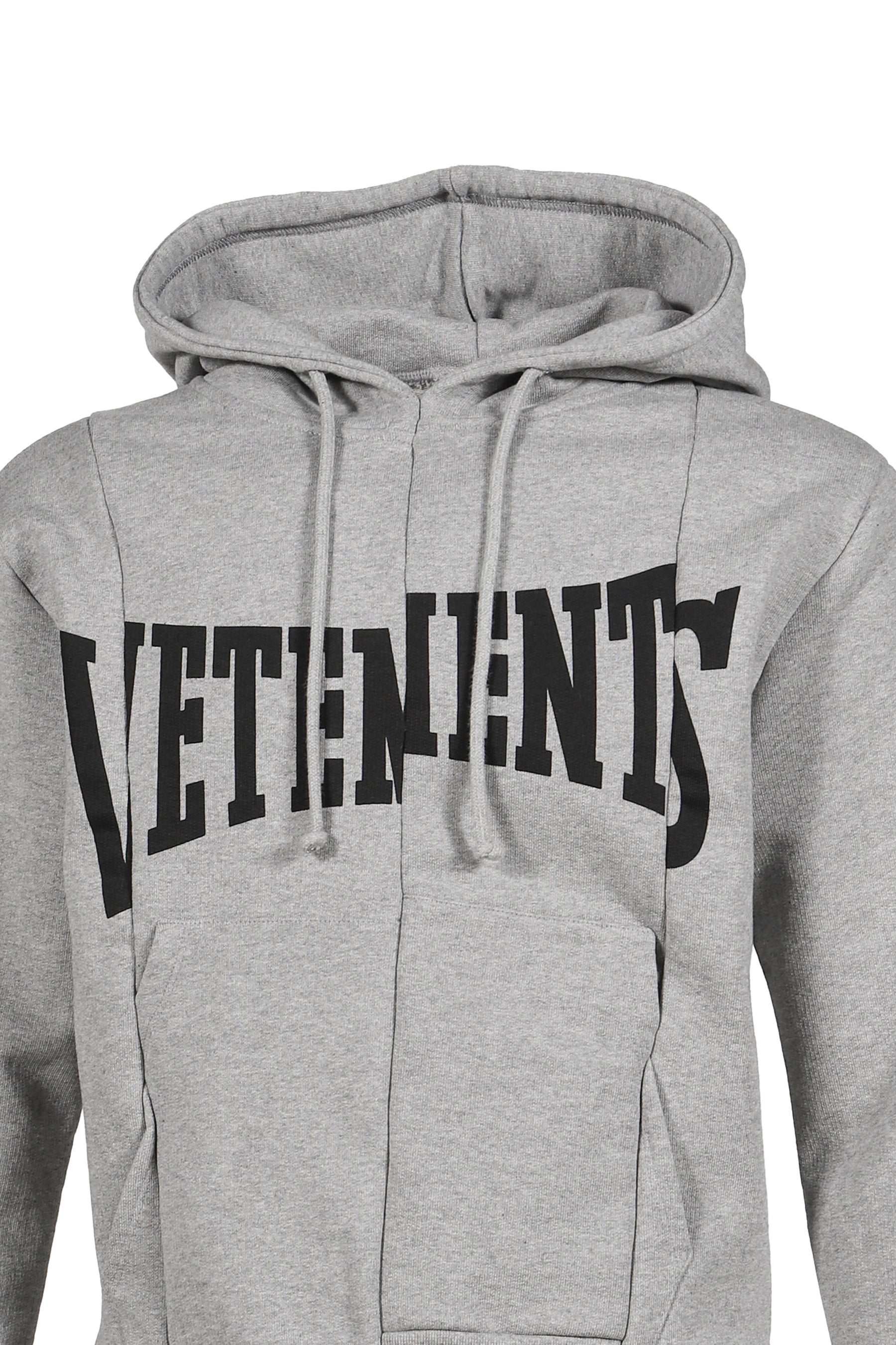 CUT-UP LOGO FITTED HOODIE / GRY MELANGE