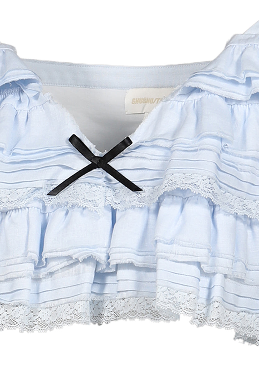 SHUSHU TONG シュシュトン SS26 TIERED RUFFLE CAMI TOP / BLU