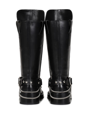 EDEED RIDING BOOTS WITH BELT AND CHAINS / BLK