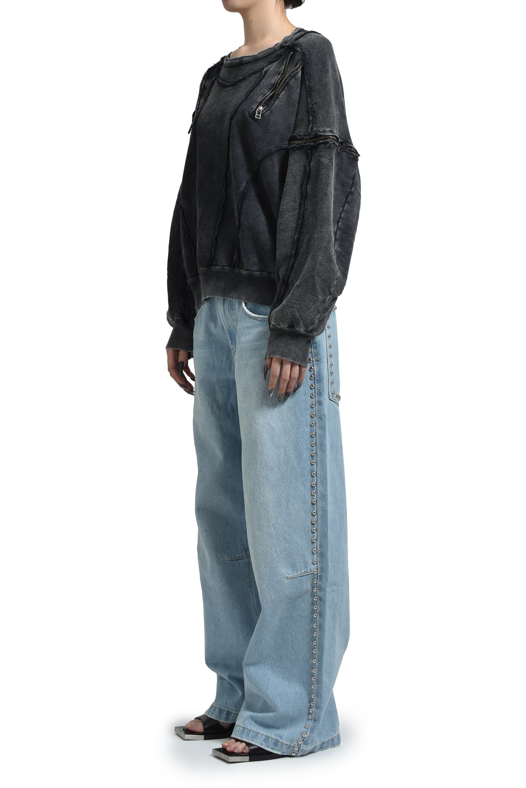 SPLIT SWEAT CREWNECK / BLK