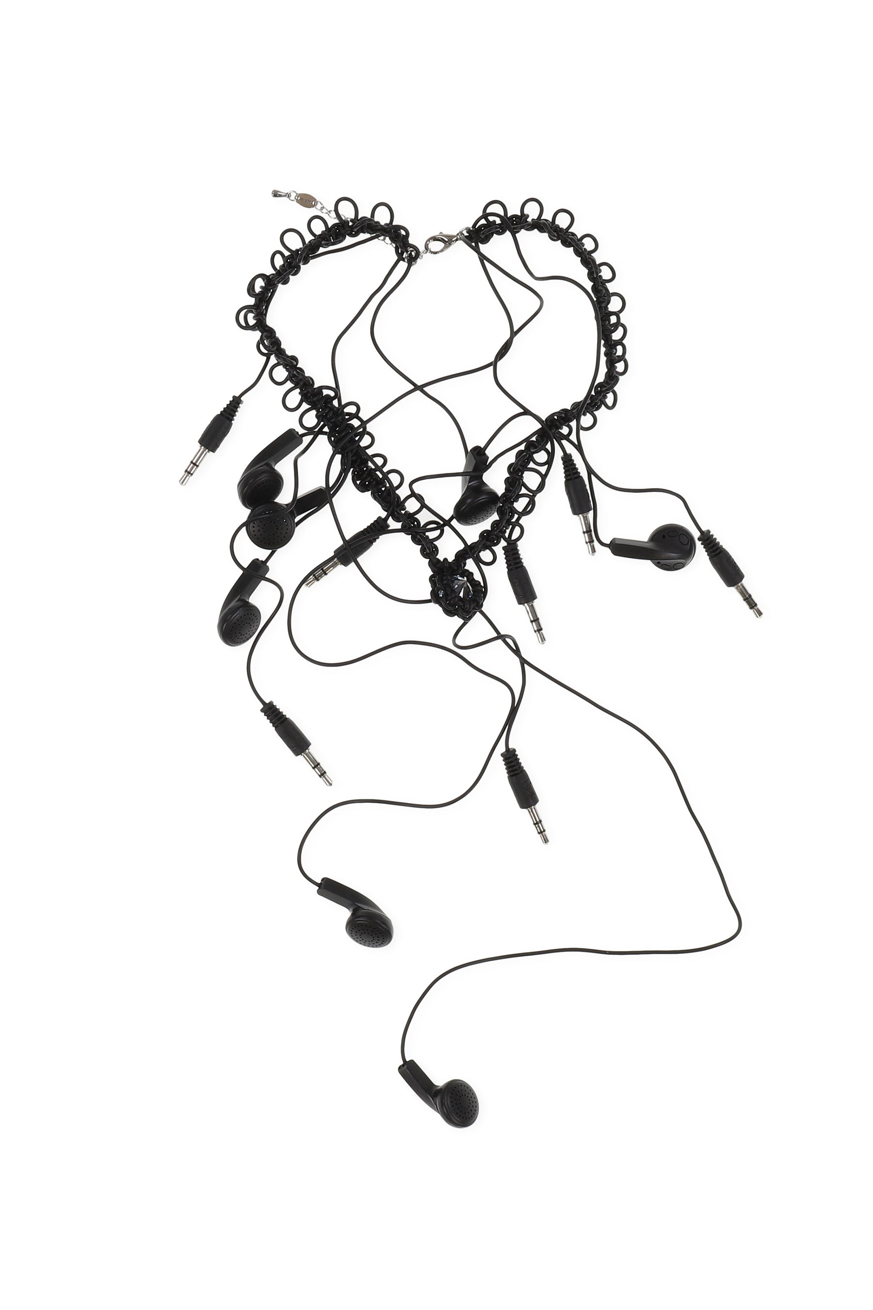 BRAIDED HEADPHONES BIJOUX NECKLACE / BLK