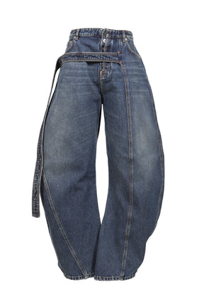 LOW WAISTED JEAN WITH STRAP DETAIL ON THE FRONT / IND