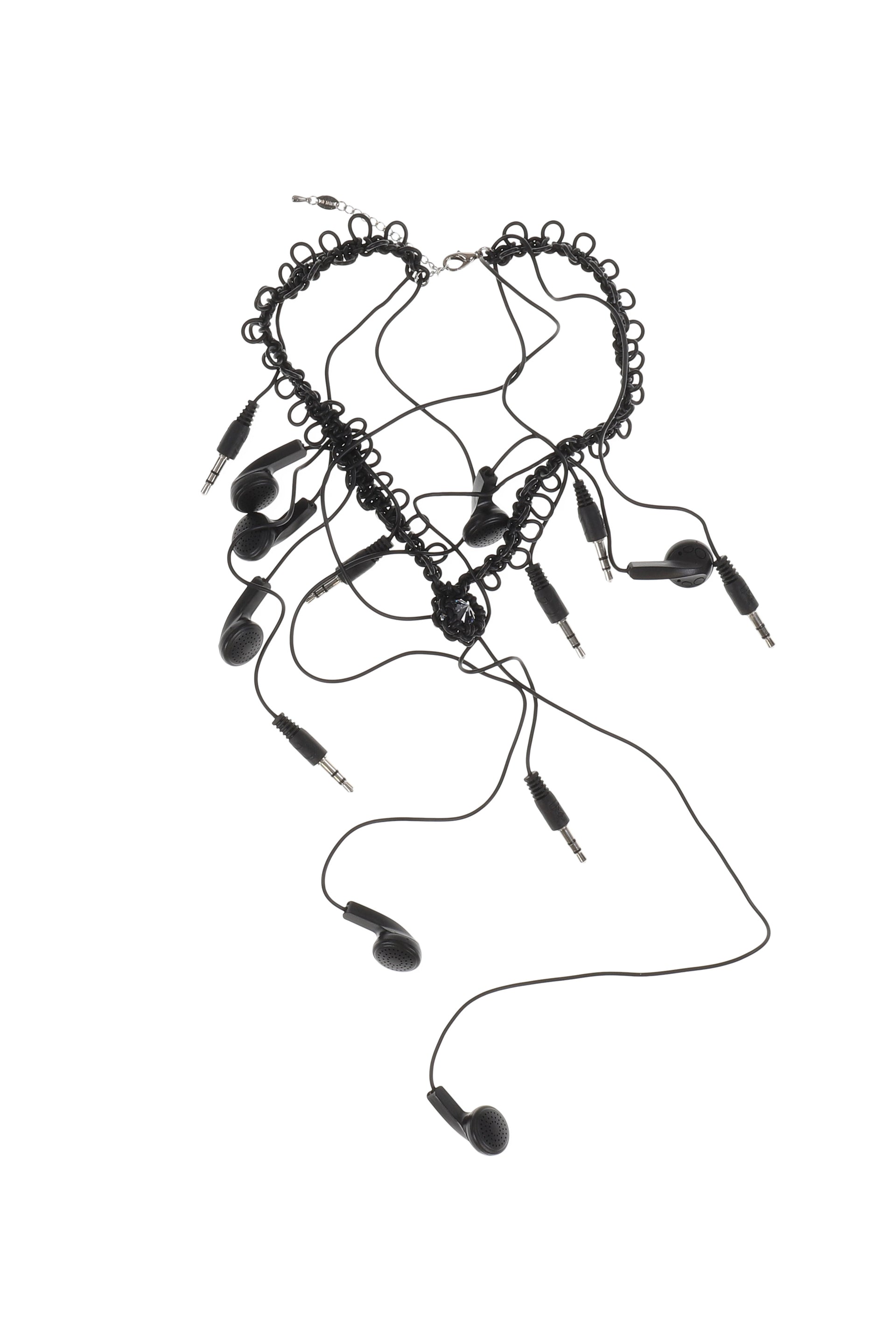 BRAIDED HEADPHONES BIJOUX NECKLACE / BLK