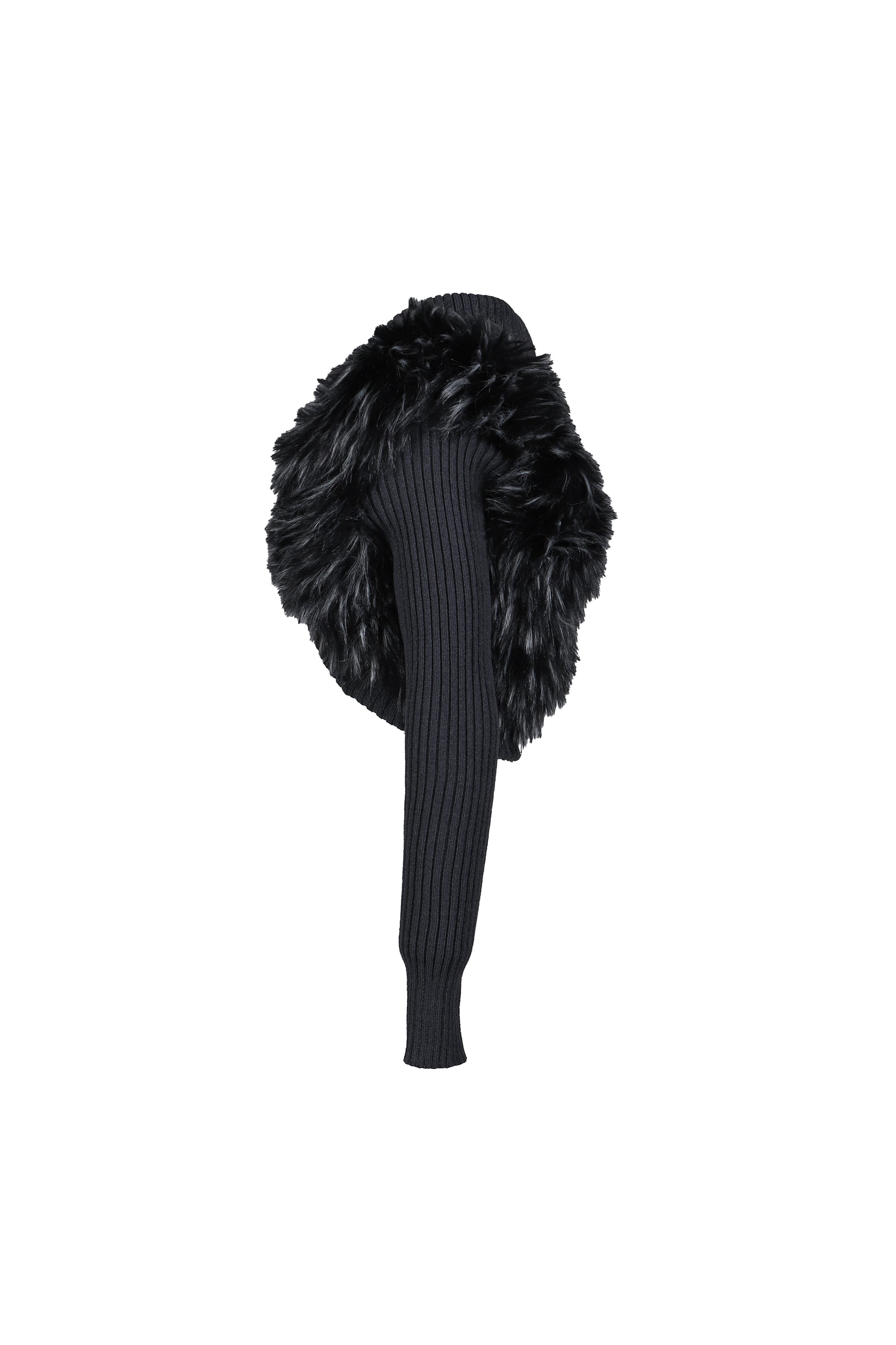LONGSLEEVE KNIT FAUX FUR SHRUG / BLK