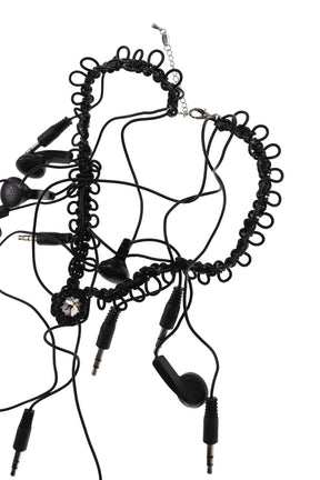 BRAIDED HEADPHONES BIJOUX NECKLACE / BLK