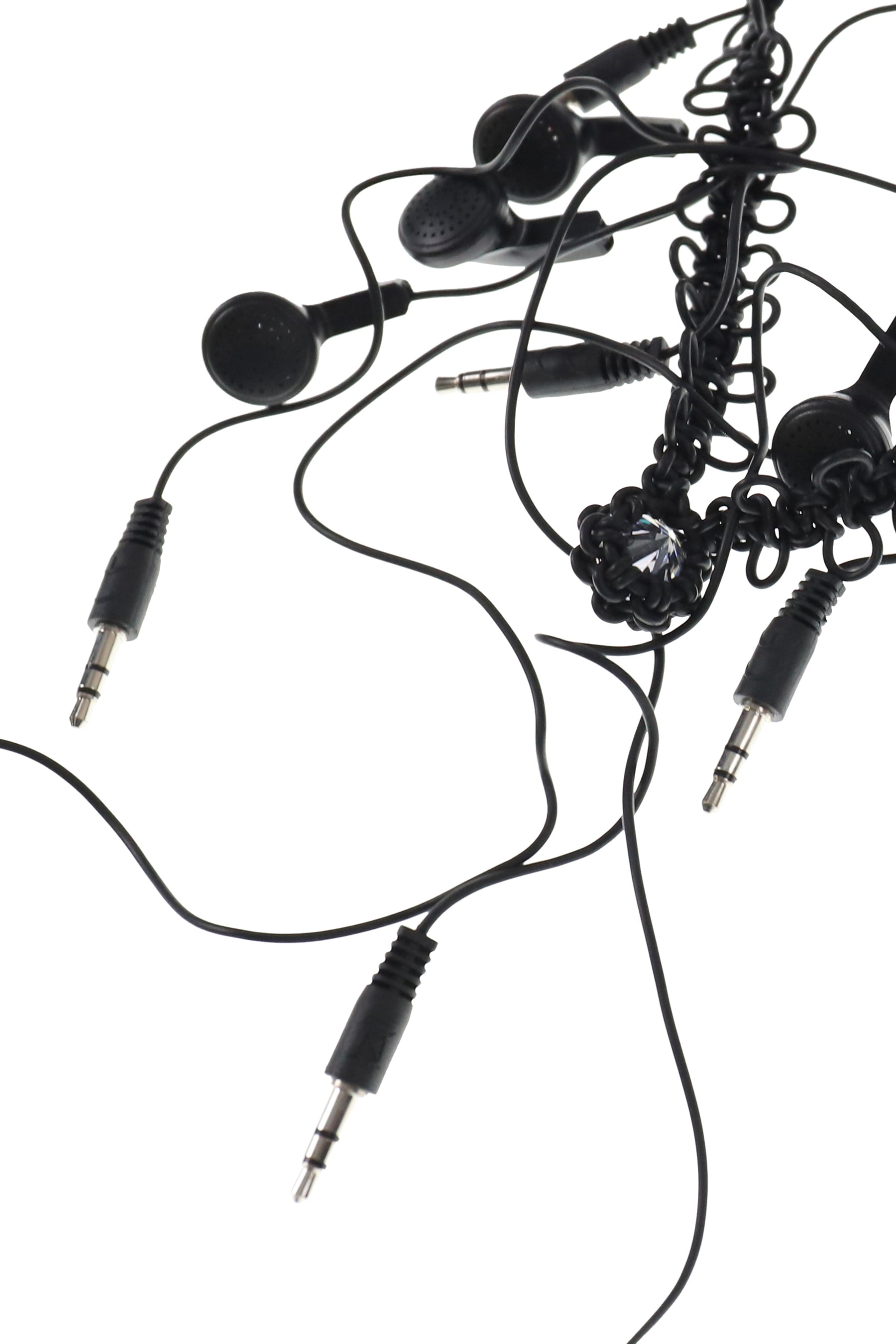 BRAIDED HEADPHONES BIJOUX NECKLACE / BLK