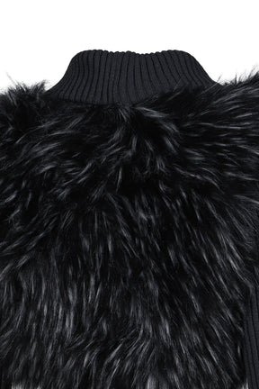 LONGSLEEVE KNIT FAUX FUR SHRUG / BLK