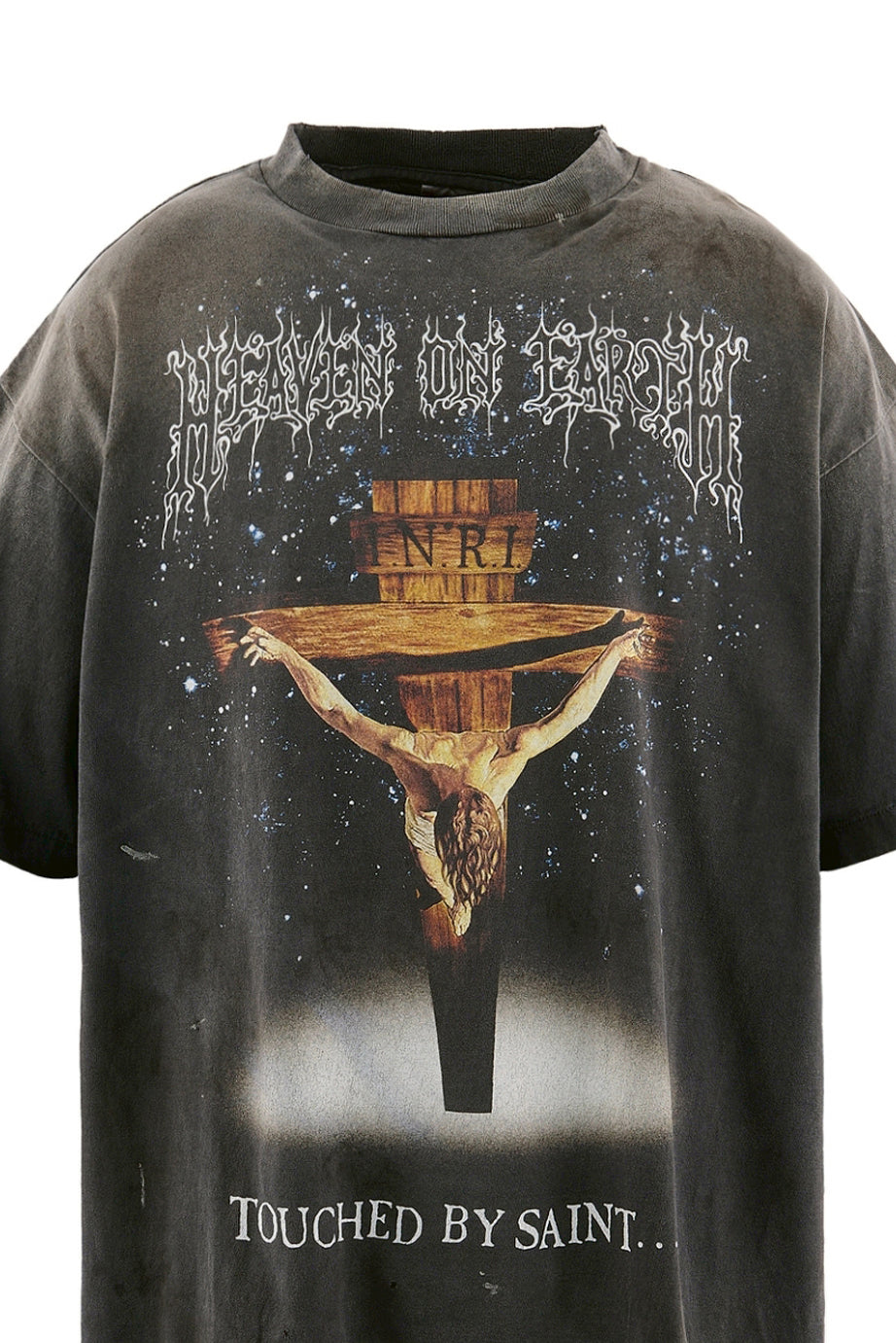 ★状態良★CG-2152 CHRISTIAN ES SAINT Mxxxxxx SAINT MICHAEL SS26 SS T-SHIRT/JESUS / BLK - NUBIAN