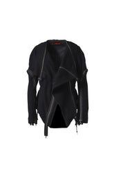 7ZIPPERS WAFFLE PADDED JACKET / BLK