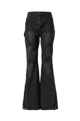 DECONSTRUCTION LACE-UP JEANS / BLACK