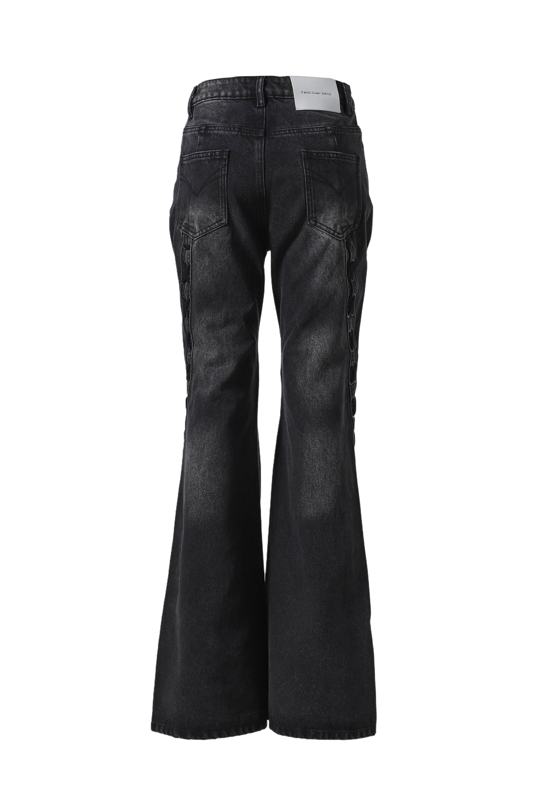 DECONSTRUCTION LACE-UP JEANS / BLACK