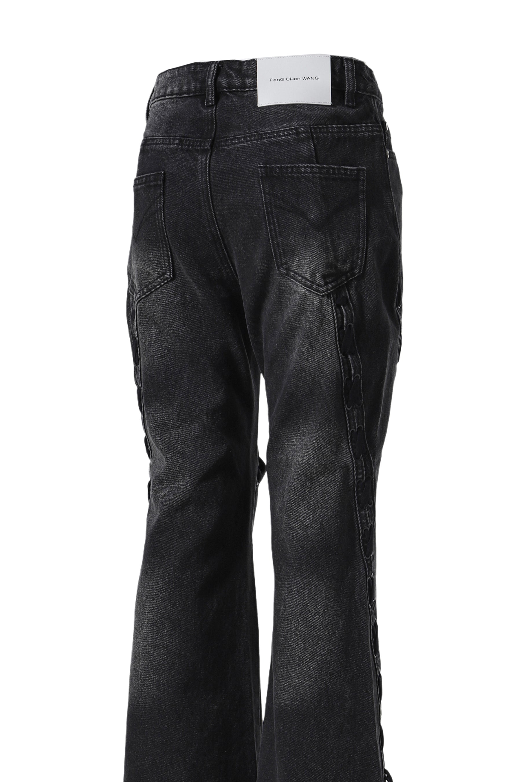 DECONSTRUCTION LACE-UP JEANS / BLACK