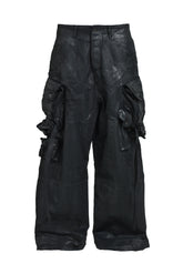 JULIUS ユリウス FW25 12OZ COATING GASMASK CARGO / BLK WAX - NUBIAN