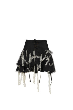 GARTER BELT LASER LOVE MINI SKIRT / BLK
