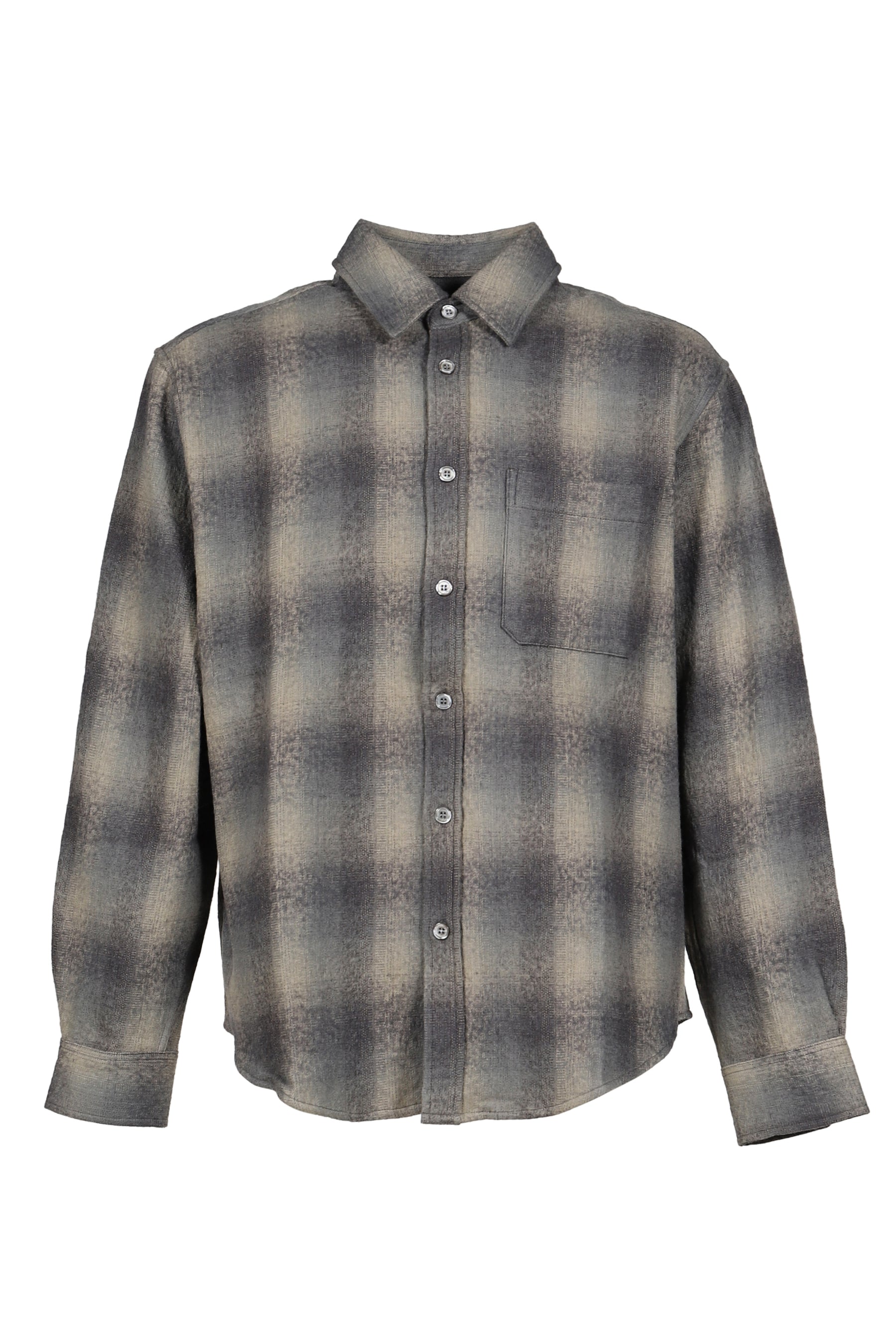 OMBRE FLANNEL ONE POCKET CHECKERED SHIRT V.2 / BLU GRY