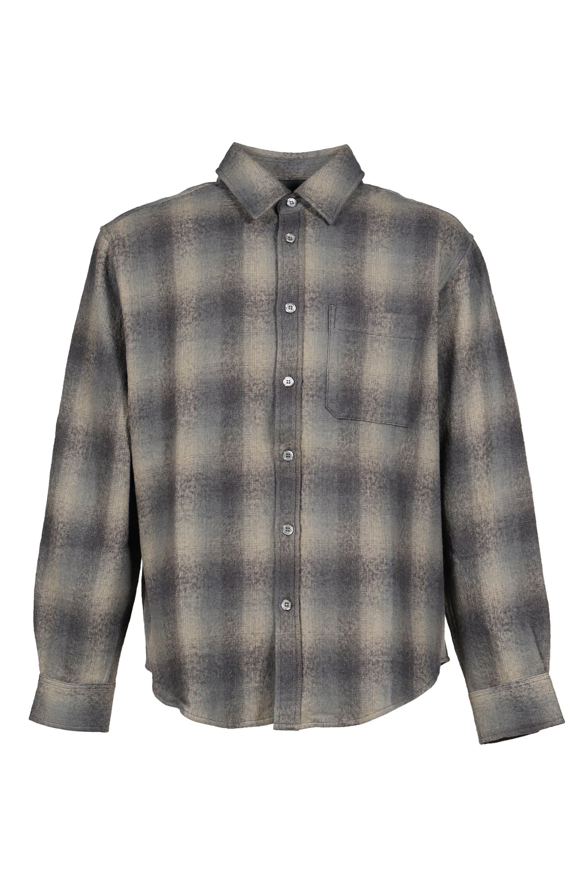 OMBRE FLANNEL ONE POCKET CHECKERED SHIRT V.2 / BLU GRY