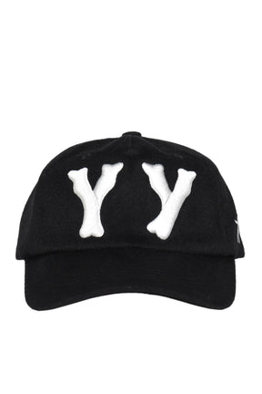 YY WOOL HEART BONE BALL CAP / BLK
