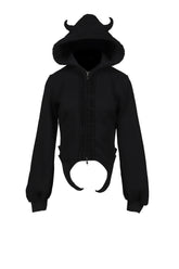 BLACK & WHITE STRIPED KNIT HOODIE DRESS / BLK