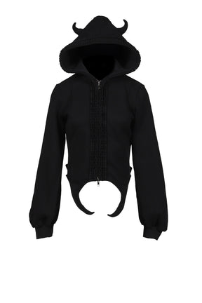 BLACK & WHITE STRIPED KNIT HOODIE DRESS / BLK