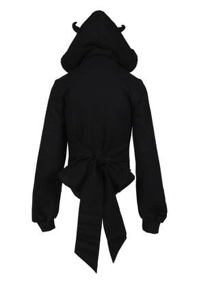 BLACK & WHITE STRIPED KNIT HOODIE DRESS / BLK