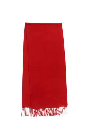 EMBROIDERED FRINGED SCARF/RED 