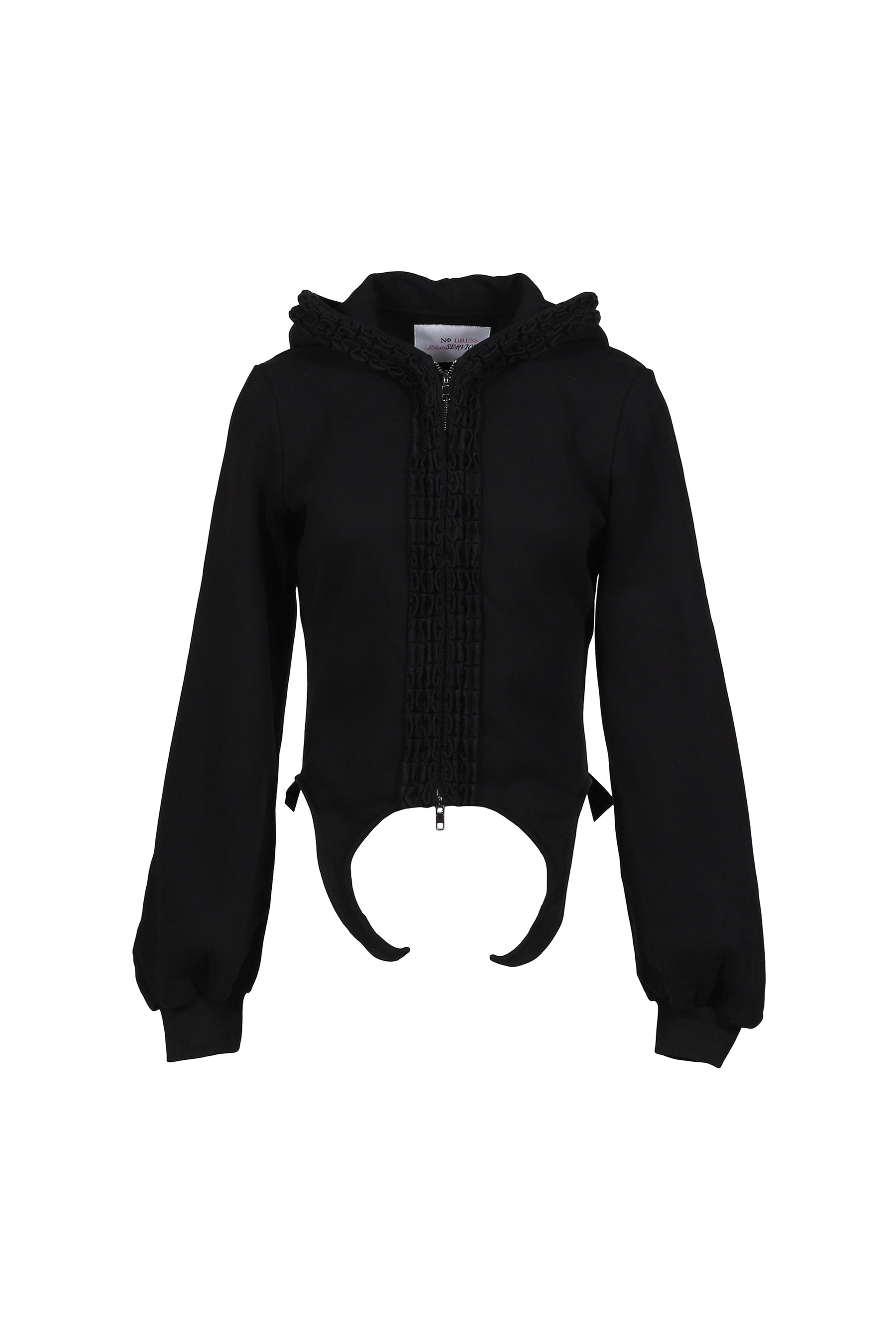 BLACK & WHITE STRIPED KNIT HOODIE DRESS / BLK