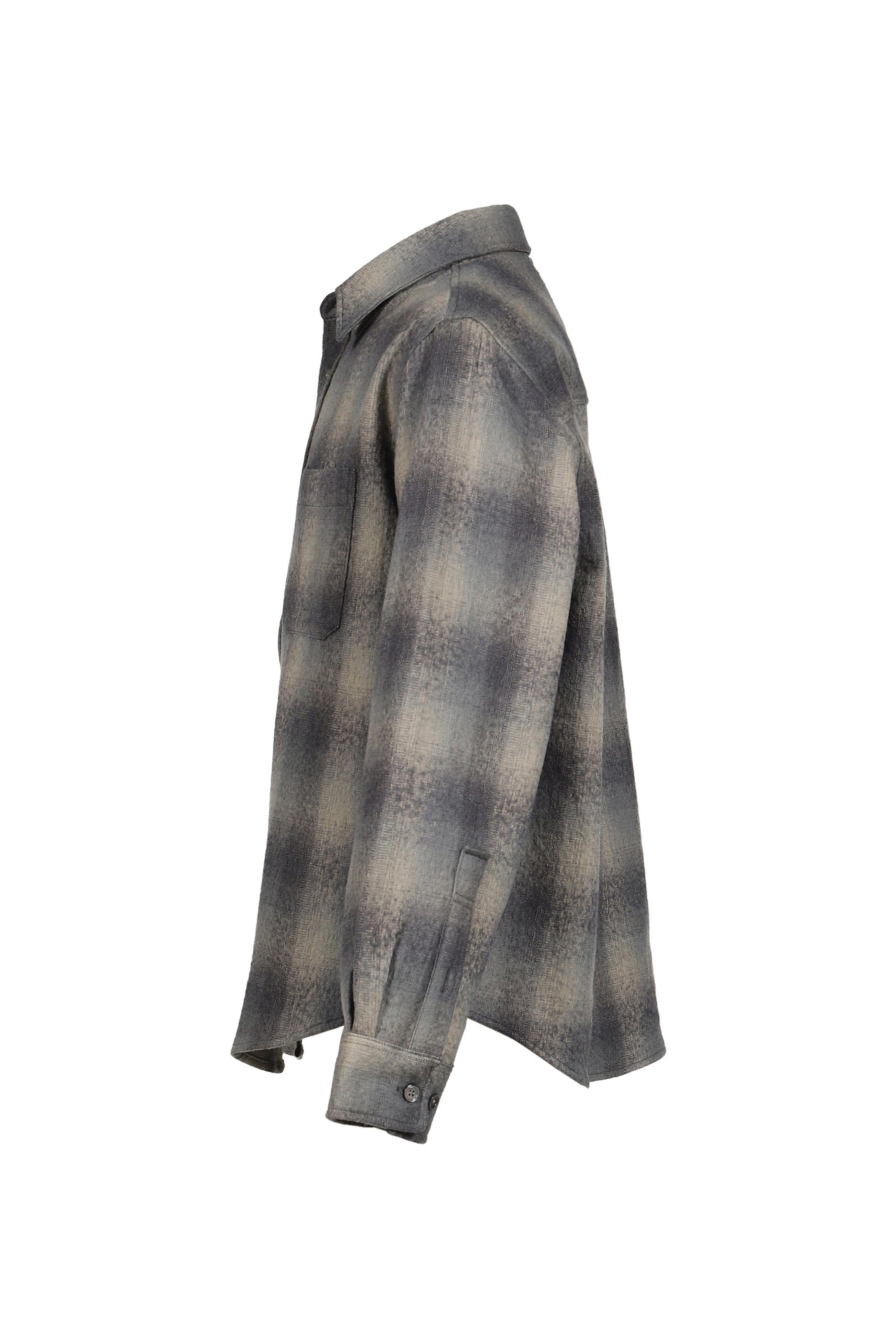 OMBRE FLANNEL ONE POCKET CHECKERED SHIRT V.2 / BLU GRY