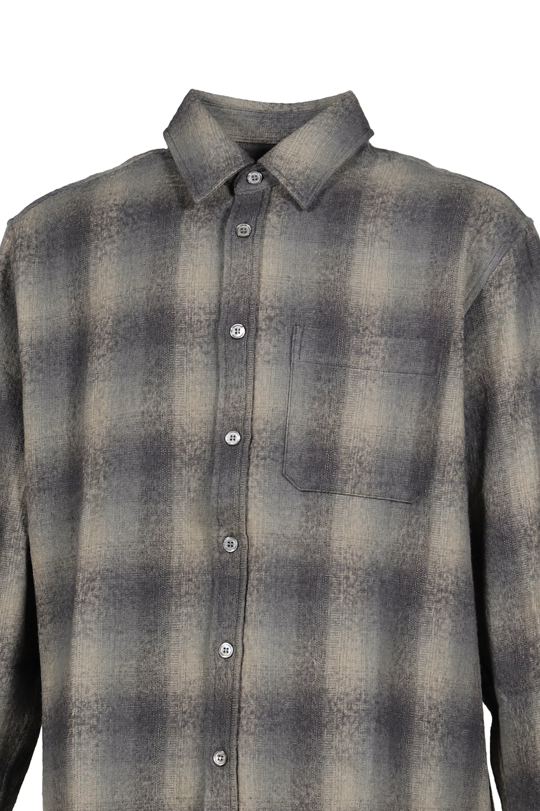 OMBRE FLANNEL ONE POCKET CHECKERED SHIRT V.2 / BLU GRY