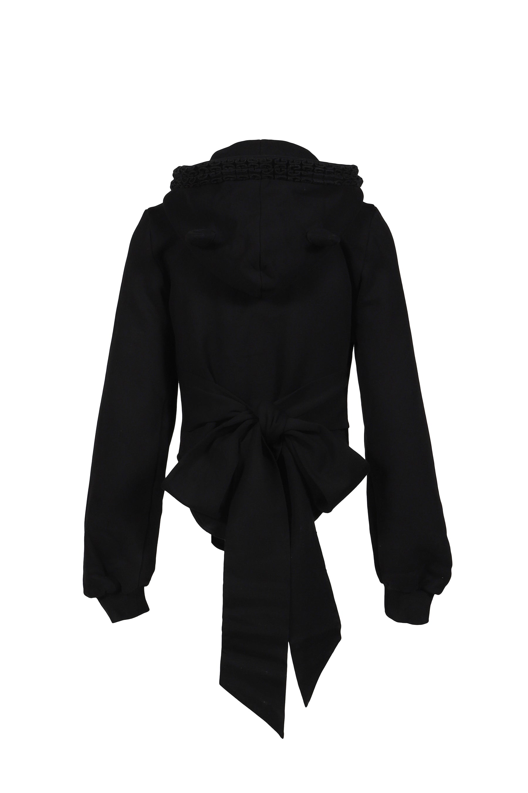 BLACK & WHITE STRIPED KNIT HOODIE DRESS / BLK