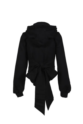 BLACK & WHITE STRIPED KNIT HOODIE DRESS / BLK