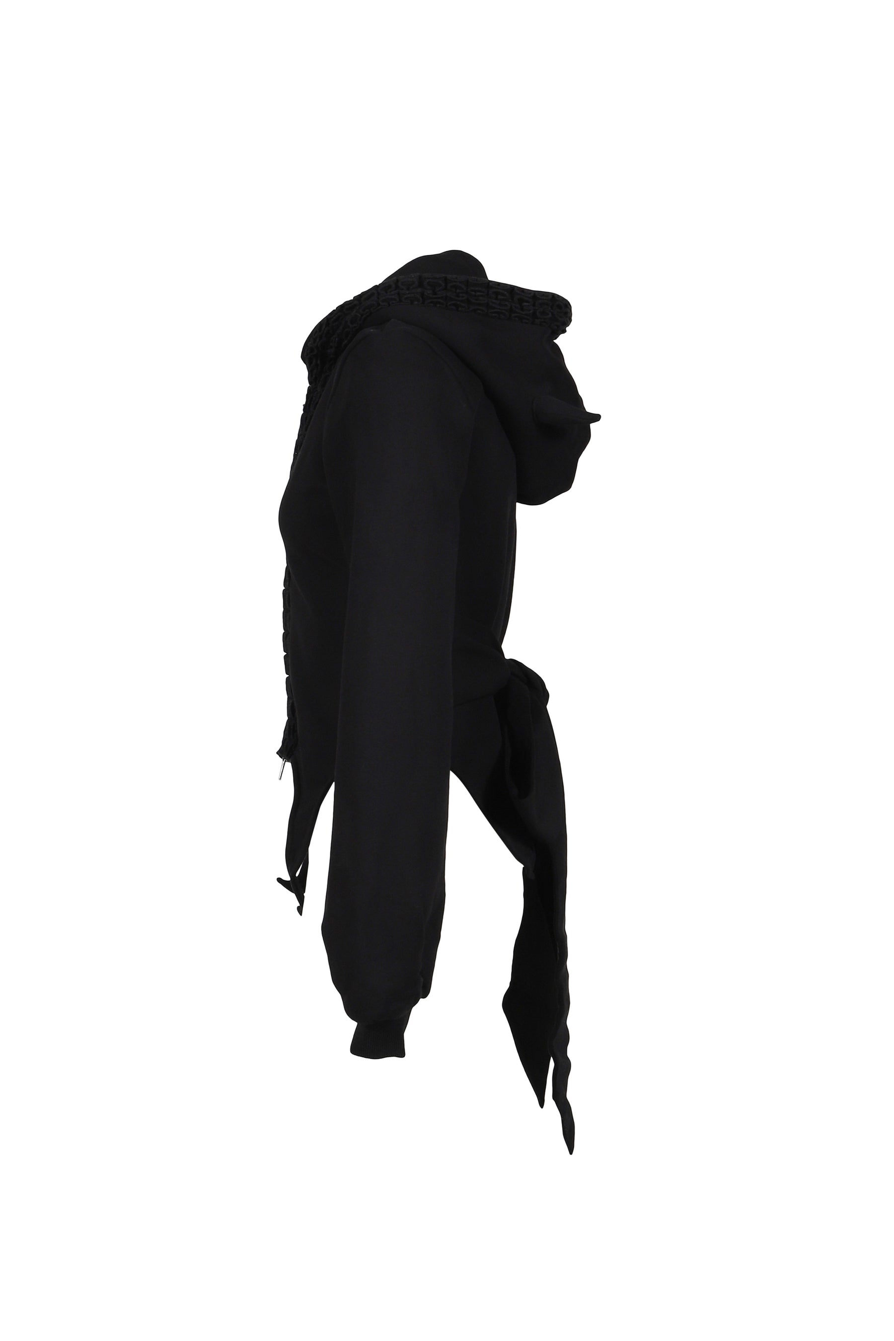 BLACK & WHITE STRIPED KNIT HOODIE DRESS / BLK