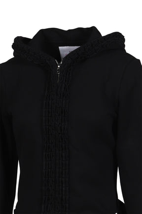 BLACK & WHITE STRIPED KNIT HOODIE DRESS / BLK