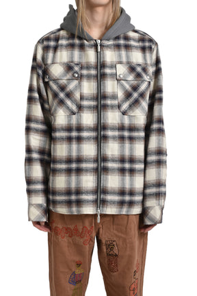 RHUDE HOODED FLANNEL JACKET / MULTI BRW