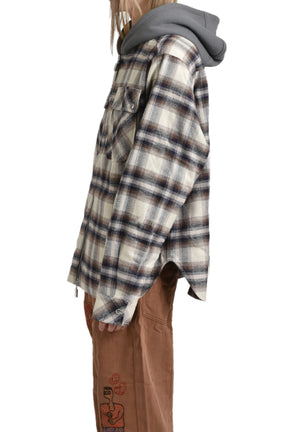 RHUDE HOODED FLANNEL JACKET / MULTI BRW