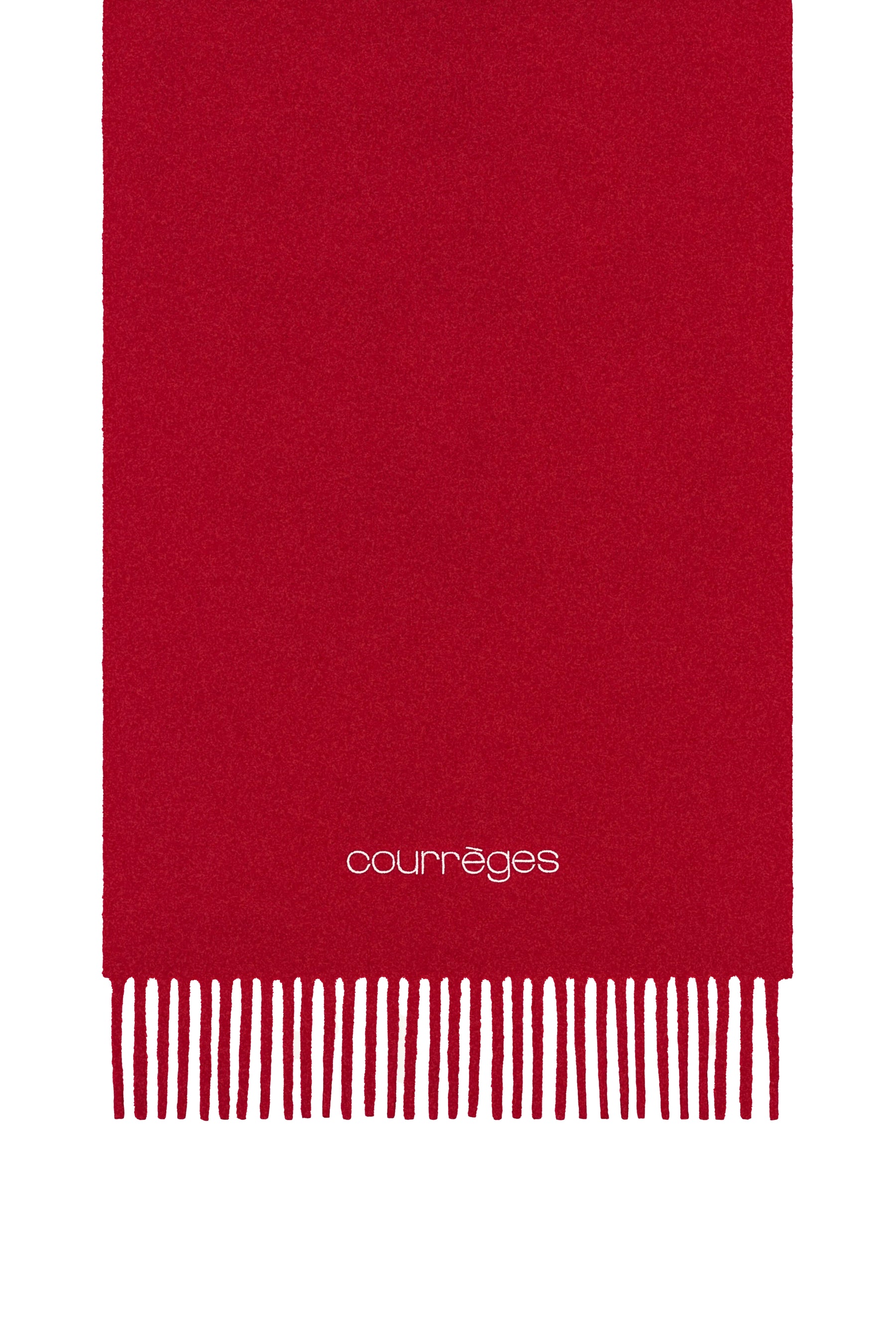 EMBROIDERED FRINGED SCARF/RED 